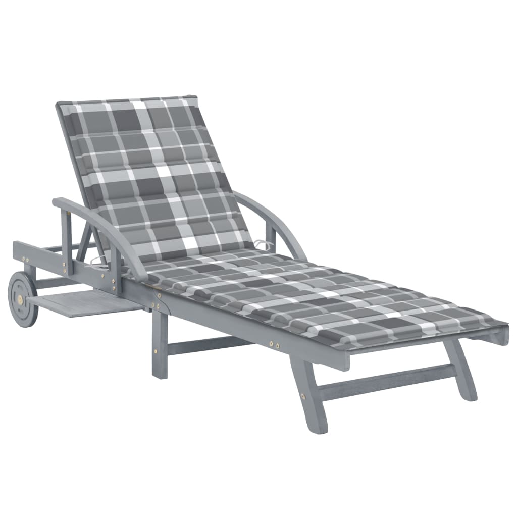 vidaXL Patio Lounge Chair Outdoor Sunbed Folding Sunlounger Solid Acacia Wood-0
