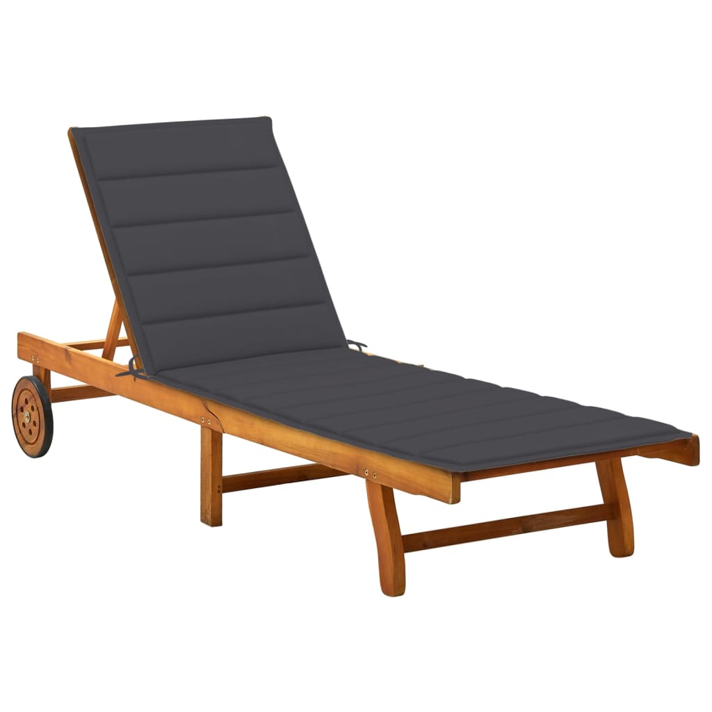 vidaXL Patio Lounge Chair Sunbed Sunlounger with Cushion Solid Acacia Wood-112