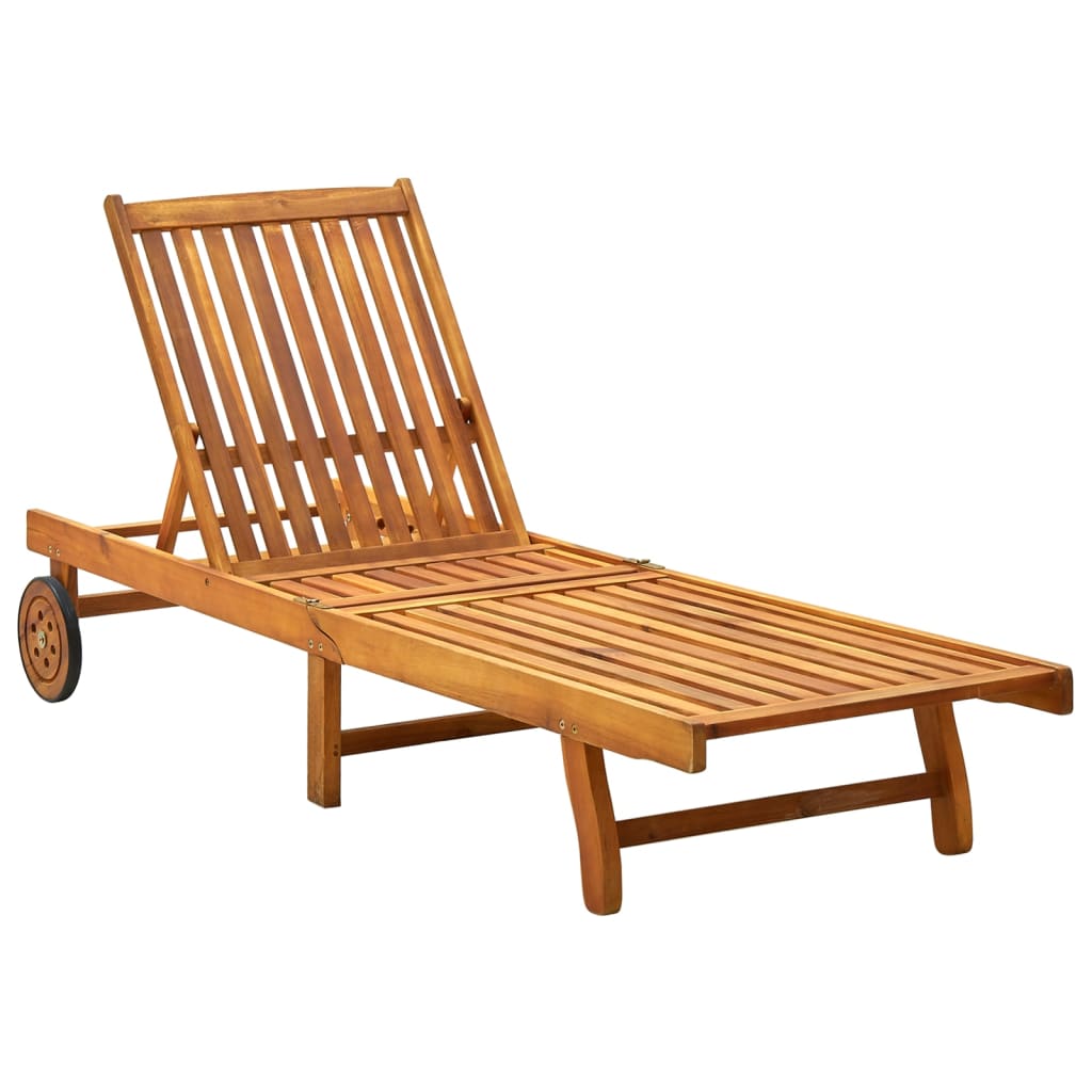 vidaXL Patio Lounge Chair Sunbed Sunlounger with Cushion Solid Acacia Wood-12