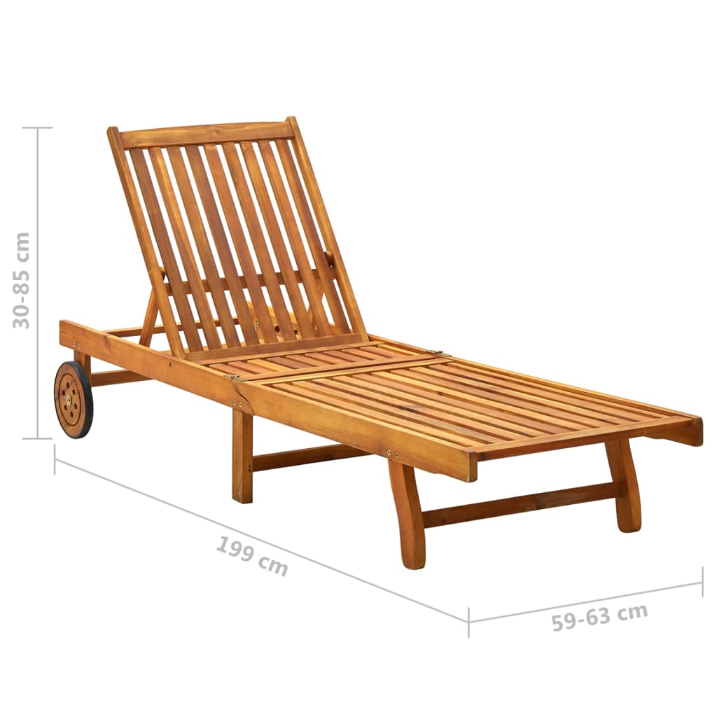 vidaXL Patio Lounge Chair Sunbed Sunlounger with Cushion Solid Acacia Wood-7