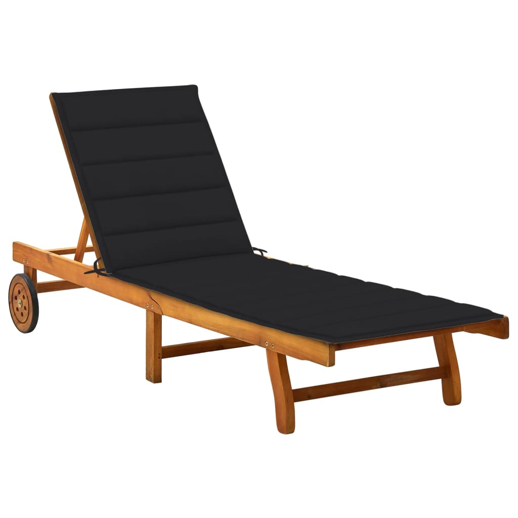 vidaXL Patio Lounge Chair Sunbed Sunlounger with Cushion Solid Acacia Wood-114