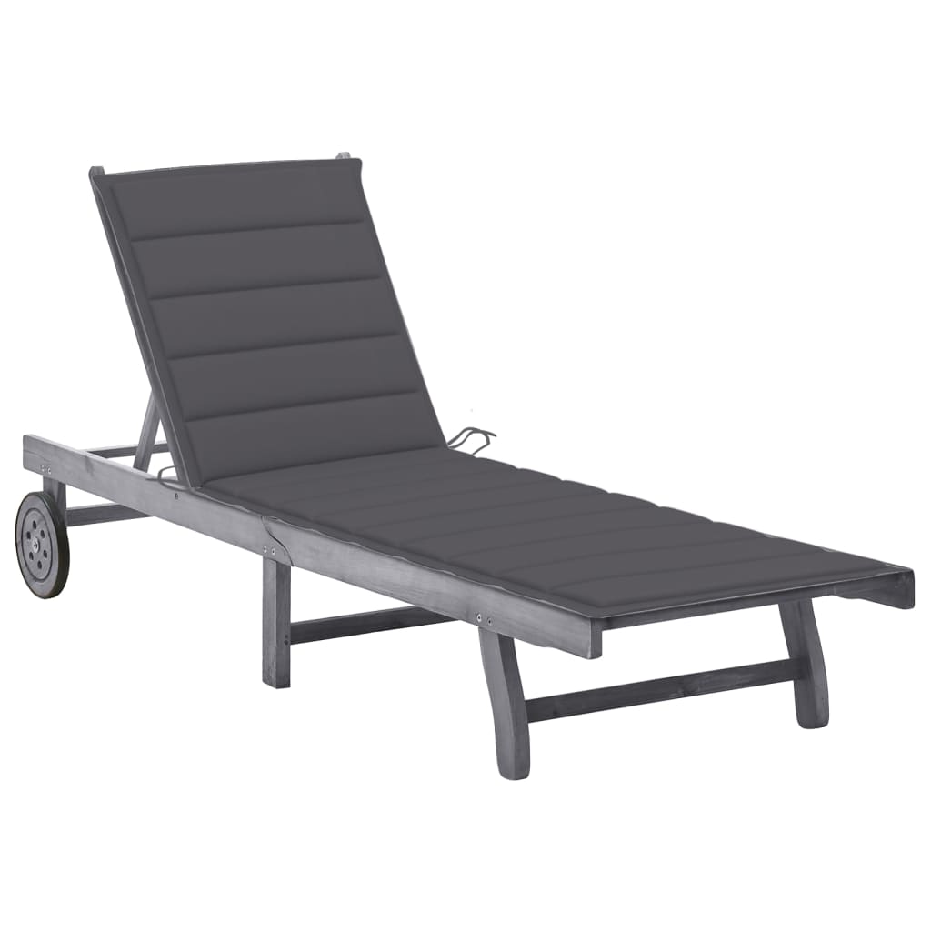 vidaXL Patio Lounge Chair Sunbed Sunlounger with Cushion Solid Acacia Wood-24