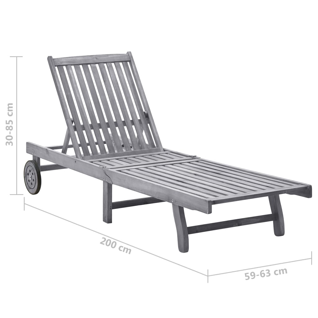 vidaXL Patio Lounge Chair Sunbed Sunlounger with Cushion Solid Acacia Wood-4