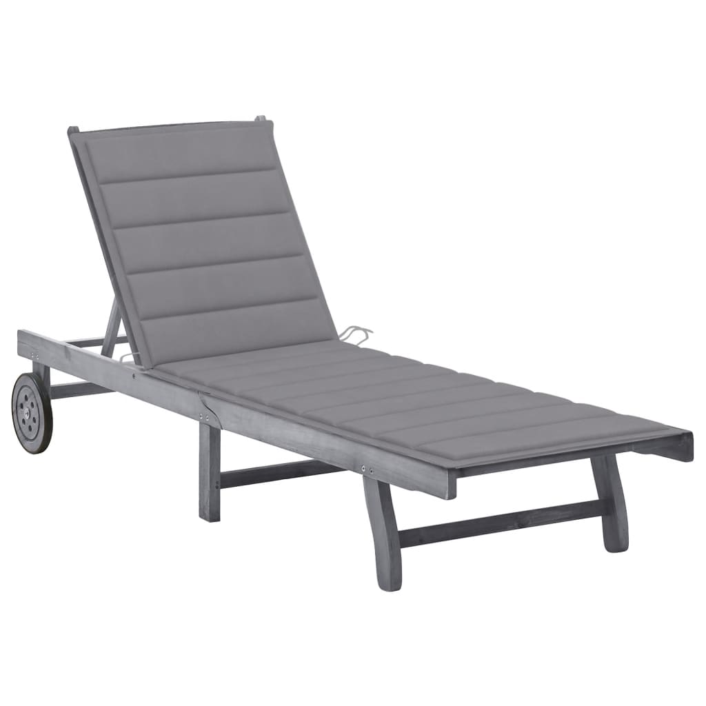 vidaXL Patio Lounge Chair Sunbed Sunlounger with Cushion Solid Acacia Wood-66