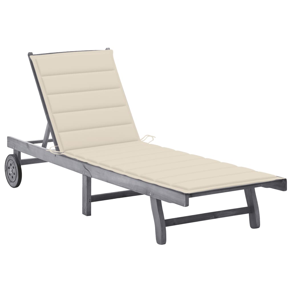 vidaXL Patio Lounge Chair Sunbed Sunlounger with Cushion Solid Acacia Wood-110