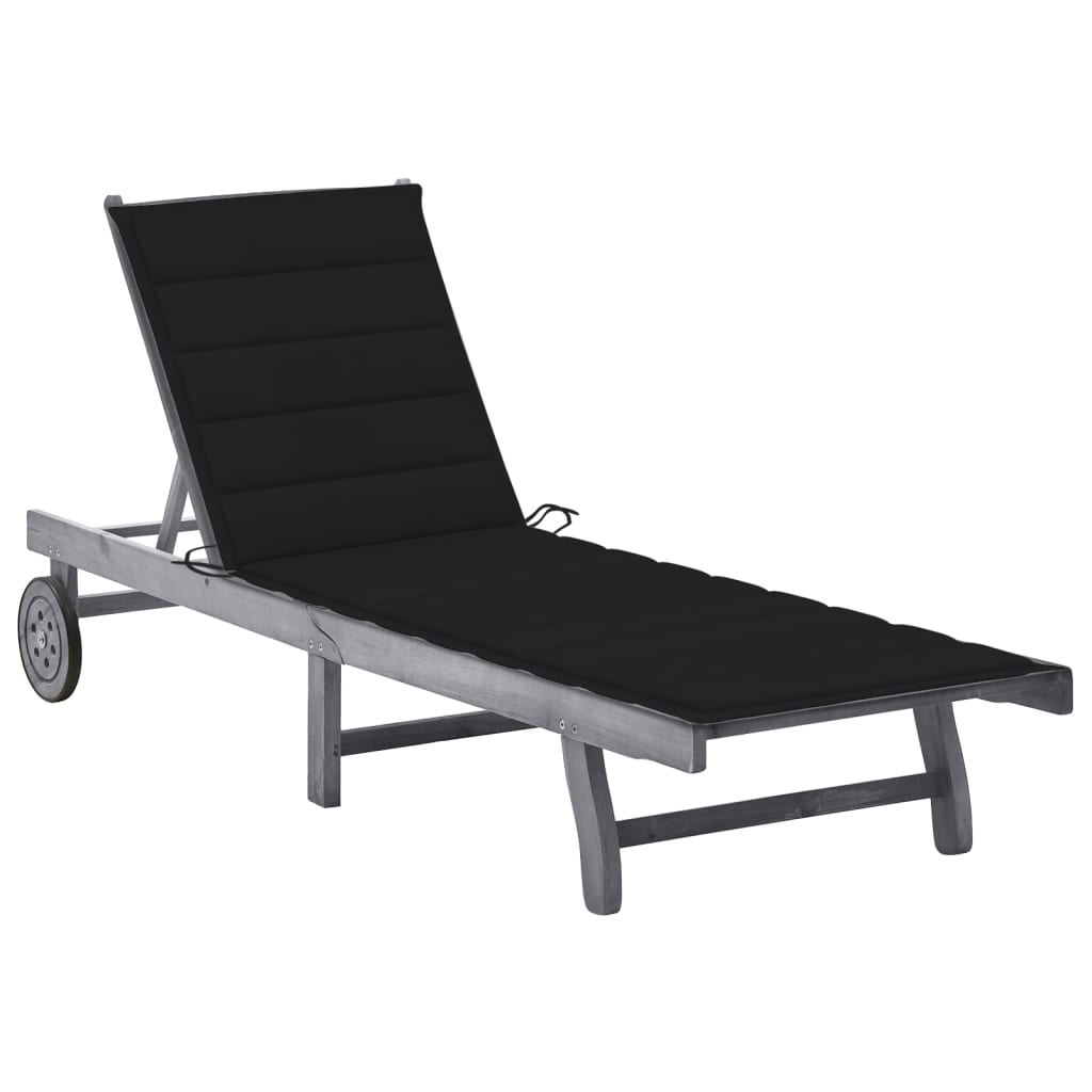 vidaXL Patio Lounge Chair Sunbed Sunlounger with Cushion Solid Acacia Wood-36