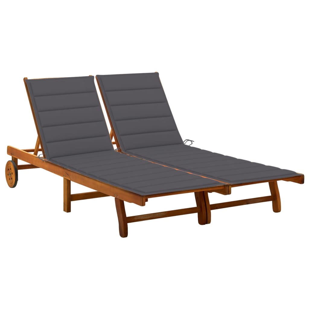 vidaXL Patio Lounge Chair Sunbed Sunlounger with Cushion Solid Acacia Wood-113