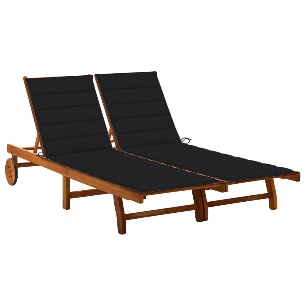 vidaXL Patio Lounge Chair Sunbed Sunlounger with Cushion Solid Acacia Wood-19