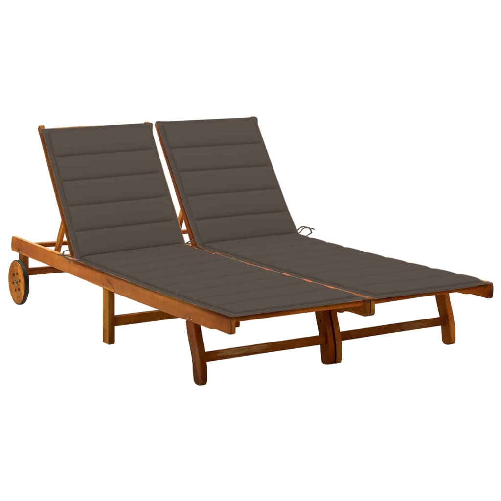 vidaXL Patio Lounge Chair Sunbed Sunlounger with Cushion Solid Acacia Wood-74