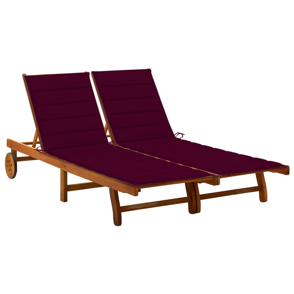 vidaXL Patio Lounge Chair Sunbed Sunlounger with Cushion Solid Acacia Wood-119