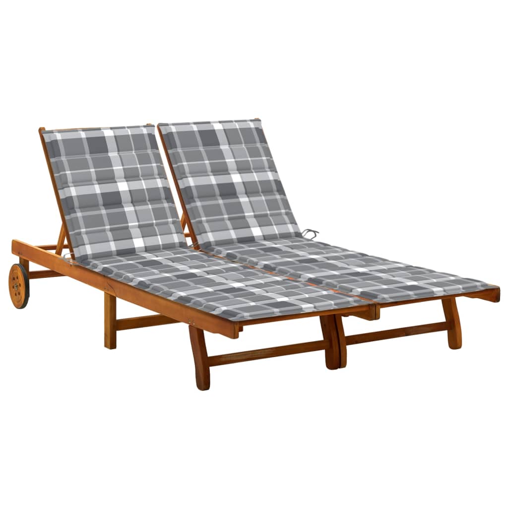 vidaXL Patio Lounge Chair Sunbed Sunlounger with Cushion Solid Acacia Wood-120