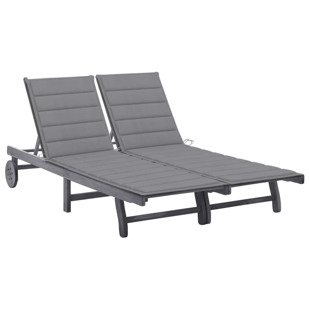 vidaXL Patio Lounge Chair Sunbed Sunlounger with Cushion Solid Acacia Wood-55