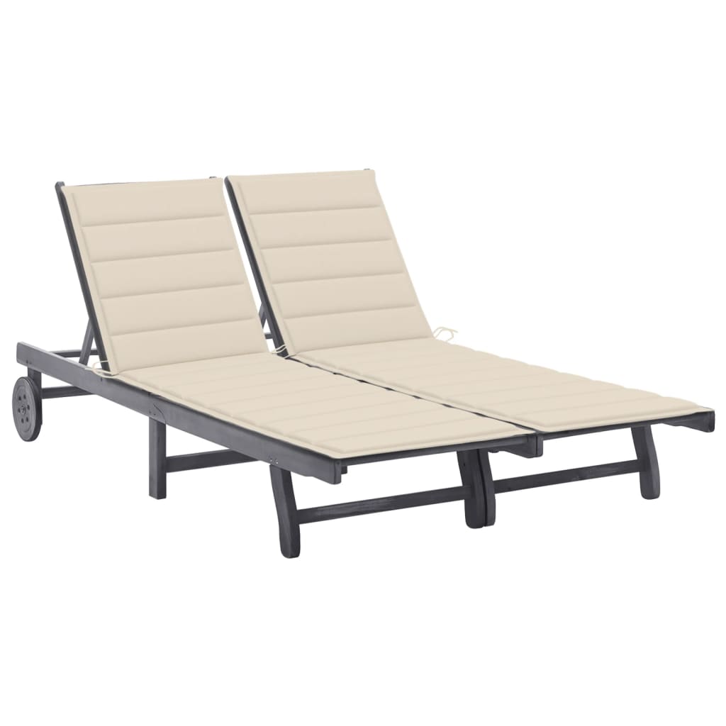 vidaXL Patio Lounge Chair Sunbed Sunlounger with Cushion Solid Acacia Wood-0