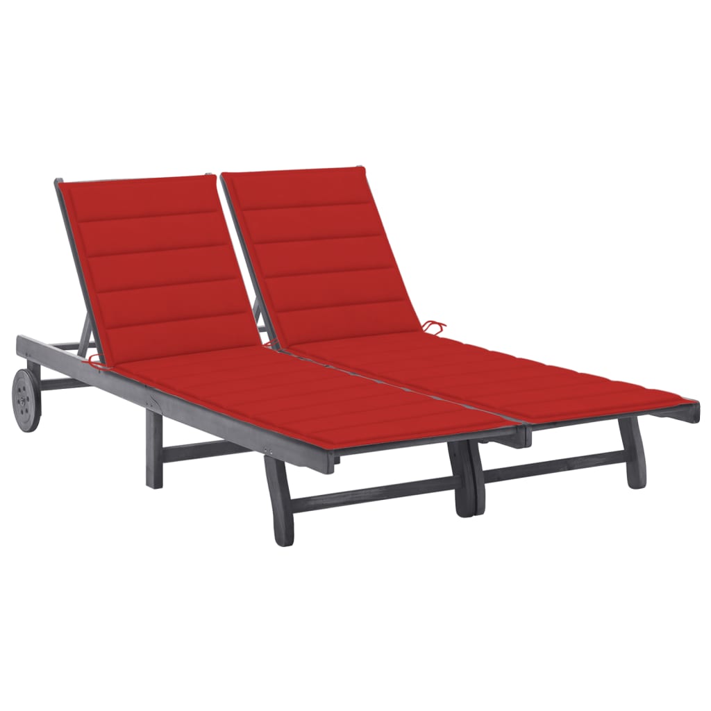 vidaXL Patio Lounge Chair Sunbed Sunlounger with Cushion Solid Acacia Wood-9