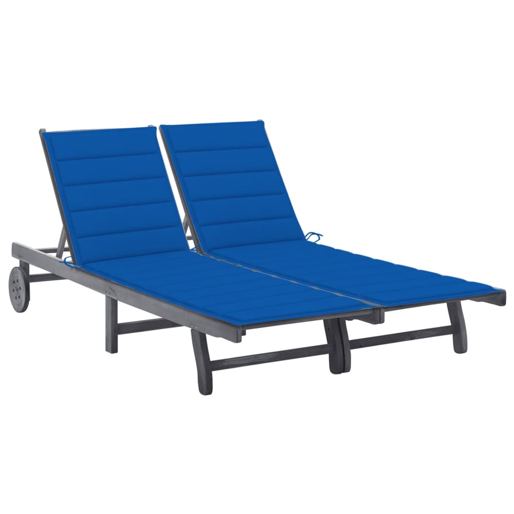 vidaXL Patio Lounge Chair Sunbed Sunlounger with Cushion Solid Acacia Wood-58