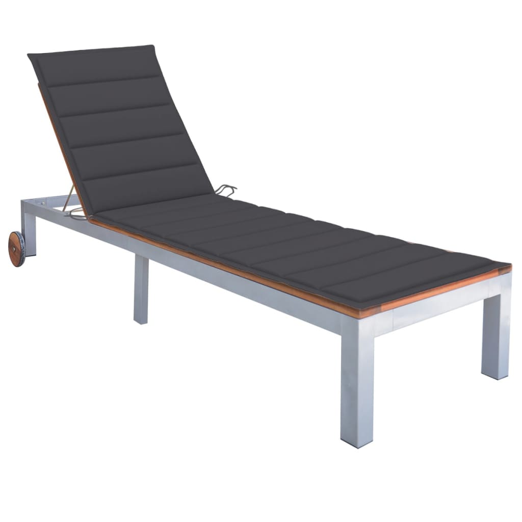 vidaXL Patio Lounge Chair Sunlounger Sunbed with Cushion Solid Acacia Wood-32