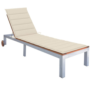 vidaXL Patio Lounge Chair Sunlounger Sunbed with Cushion Solid Acacia Wood-66