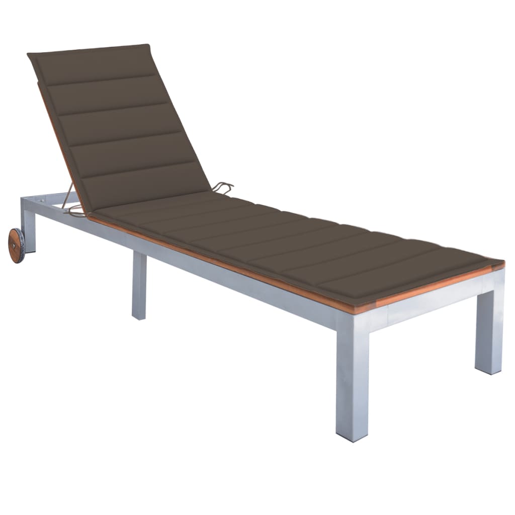 vidaXL Patio Lounge Chair Sunlounger Sunbed with Cushion Solid Acacia Wood-0