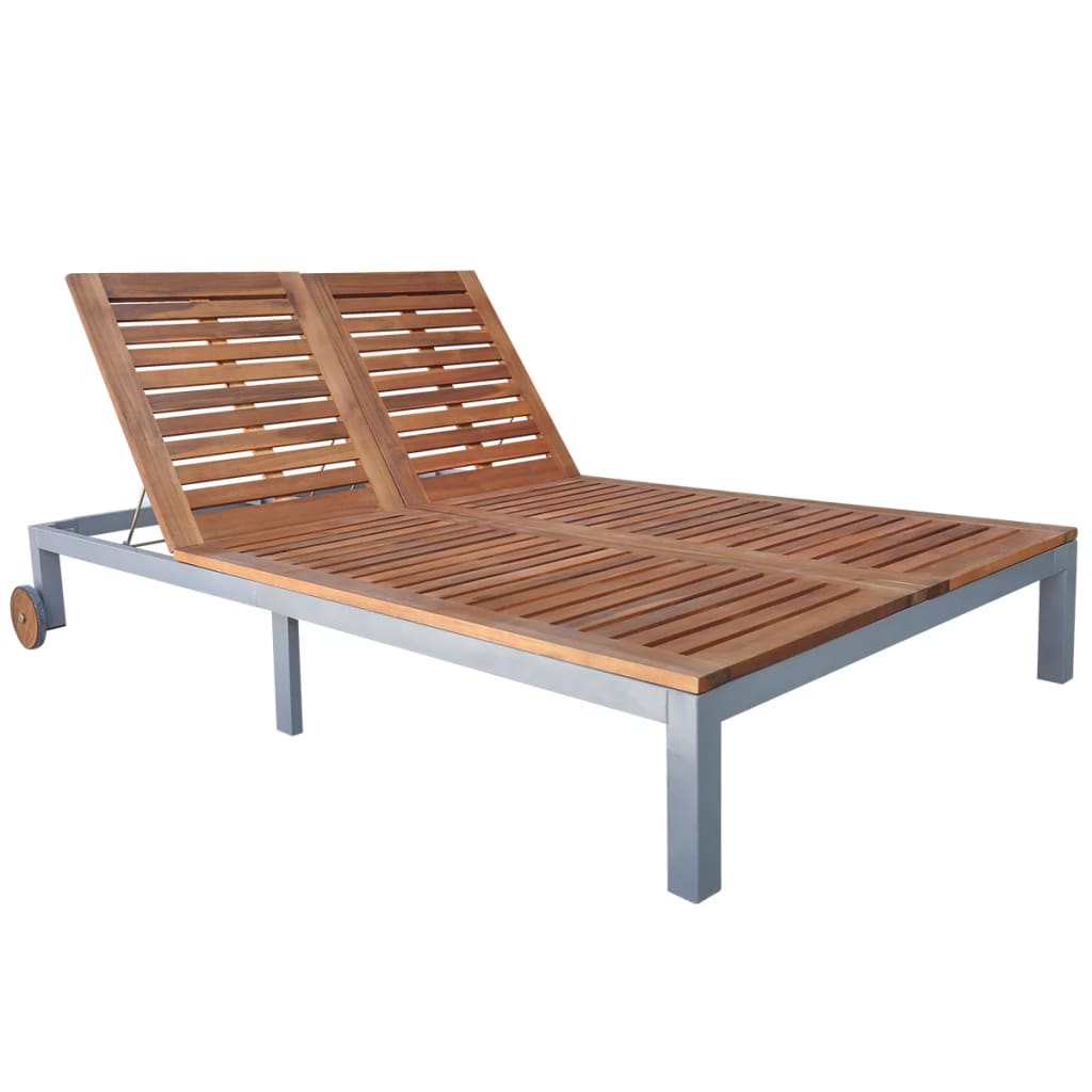 vidaXL Patio Lounge Chair Sunlounger Sunbed with Cushion Solid Acacia Wood-49