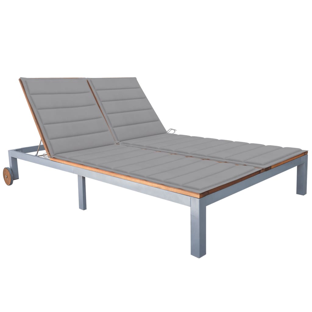 vidaXL Patio Lounge Chair Sunlounger Sunbed with Cushion Solid Acacia Wood-88