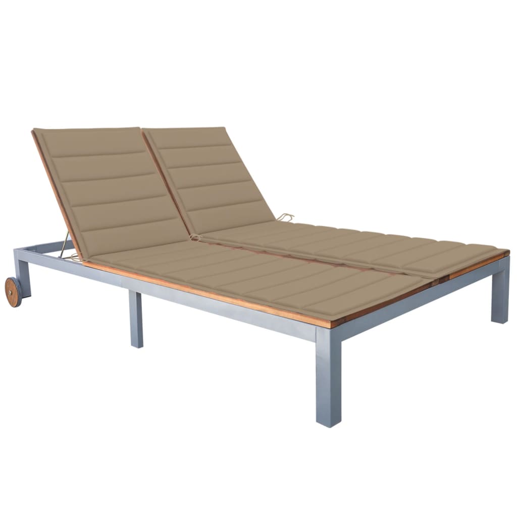 vidaXL Patio Lounge Chair Sunlounger Sunbed with Cushion Solid Acacia Wood-98