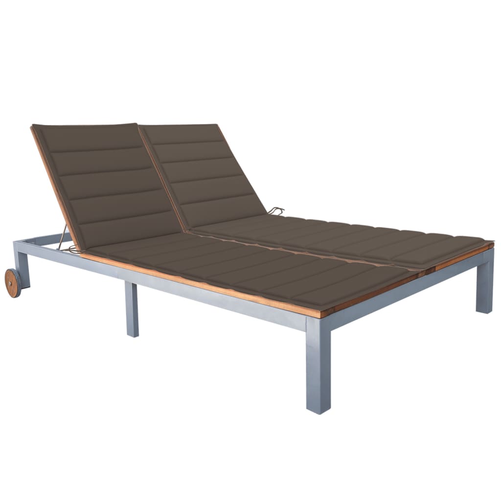 vidaXL Patio Lounge Chair Sunlounger Sunbed with Cushion Solid Acacia Wood-10