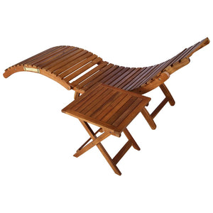 vidaXL Patio Sun Lounger with Table and Cushion Solid Acacia Wood-0