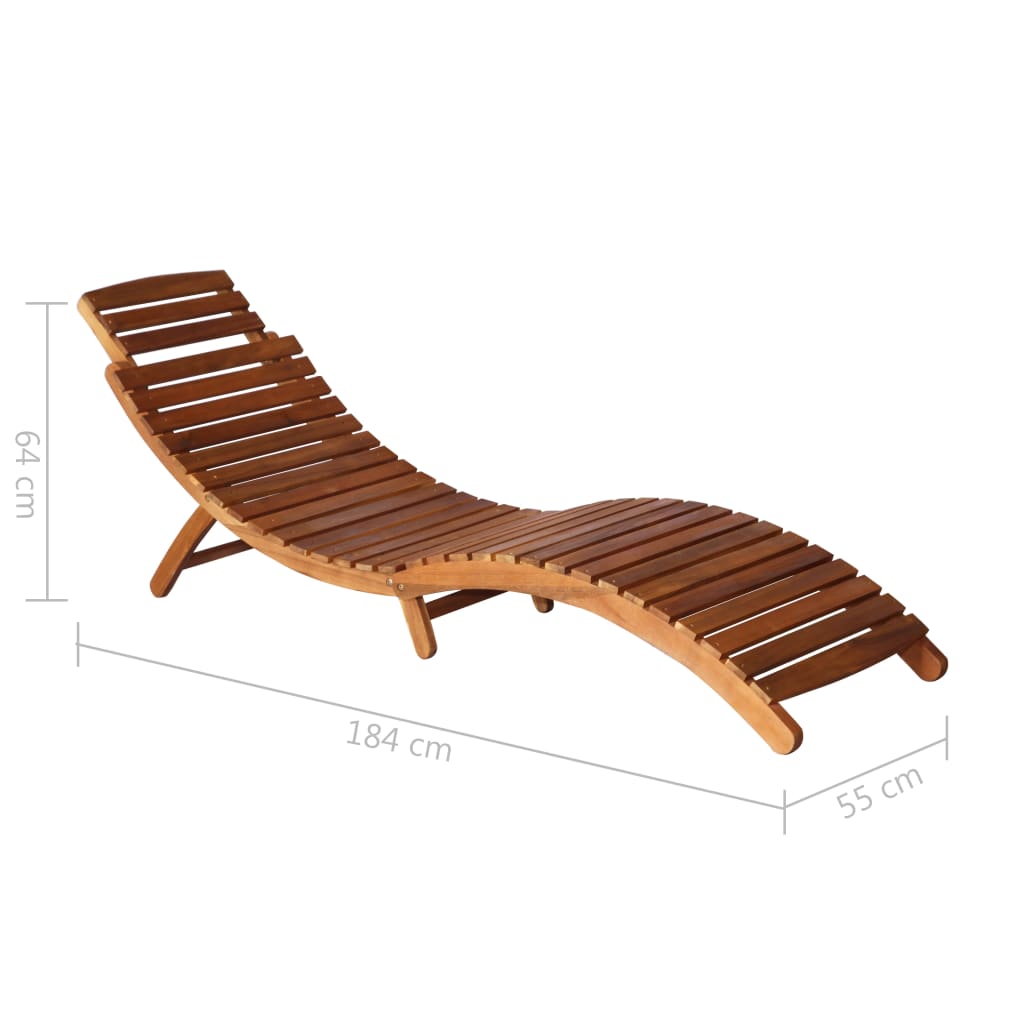 vidaXL Patio Sun Lounger with Table and Cushion Solid Acacia Wood-4