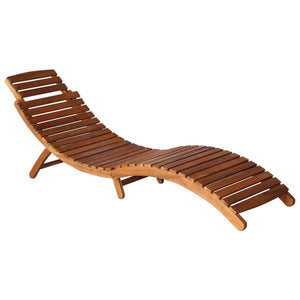 vidaXL Patio Sun Lounger with Table and Cushion Solid Acacia Wood-1