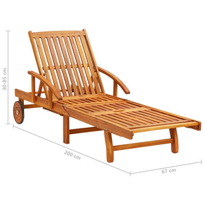 vidaXL Patio Sun Lounger with Table and Cushion Solid Wood Acacia-6