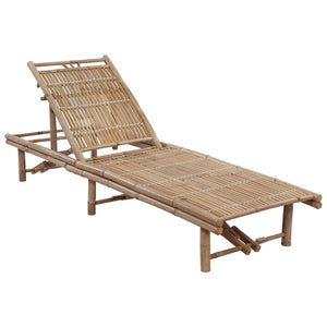 vidaXL Patio Lounge Chair Porch Sunbed Poolside Sunlounger with Cushion Bamboo-38