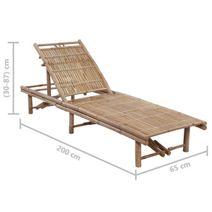 vidaXL Patio Lounge Chair Porch Sunbed Poolside Sunlounger with Cushion Bamboo-70