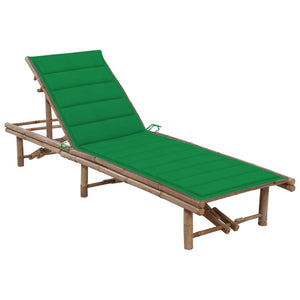 vidaXL Patio Lounge Chair Porch Sunbed Poolside Sunlounger with Cushion Bamboo-1