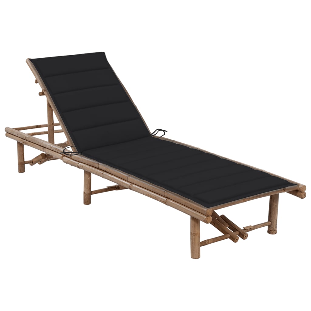 vidaXL Patio Lounge Chair Porch Sunbed Poolside Sunlounger with Cushion Bamboo-51