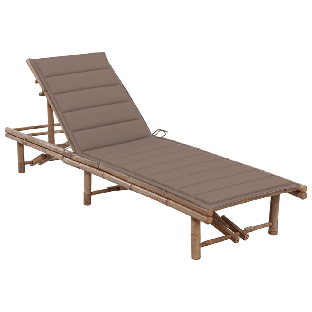 vidaXL Patio Lounge Chair Porch Sunbed Poolside Sunlounger with Cushion Bamboo-27