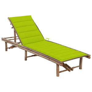 vidaXL Patio Lounge Chair Porch Sunbed Poolside Sunlounger with Cushion Bamboo-41