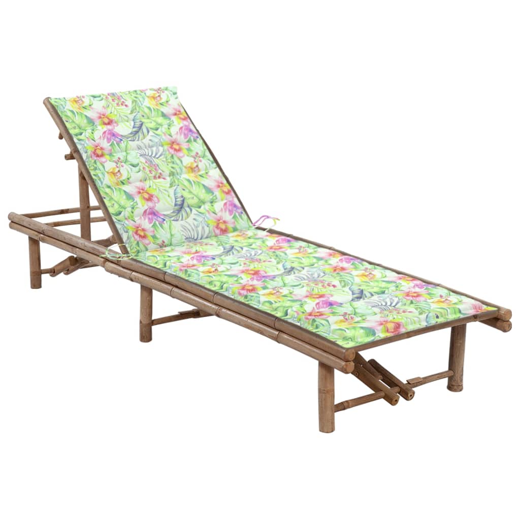 vidaXL Patio Lounge Chair Porch Sunbed Poolside Sunlounger with Cushion Bamboo-34