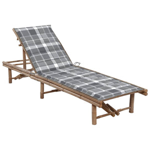 vidaXL Patio Lounge Chair Porch Sunbed Poolside Sunlounger with Cushion Bamboo-7