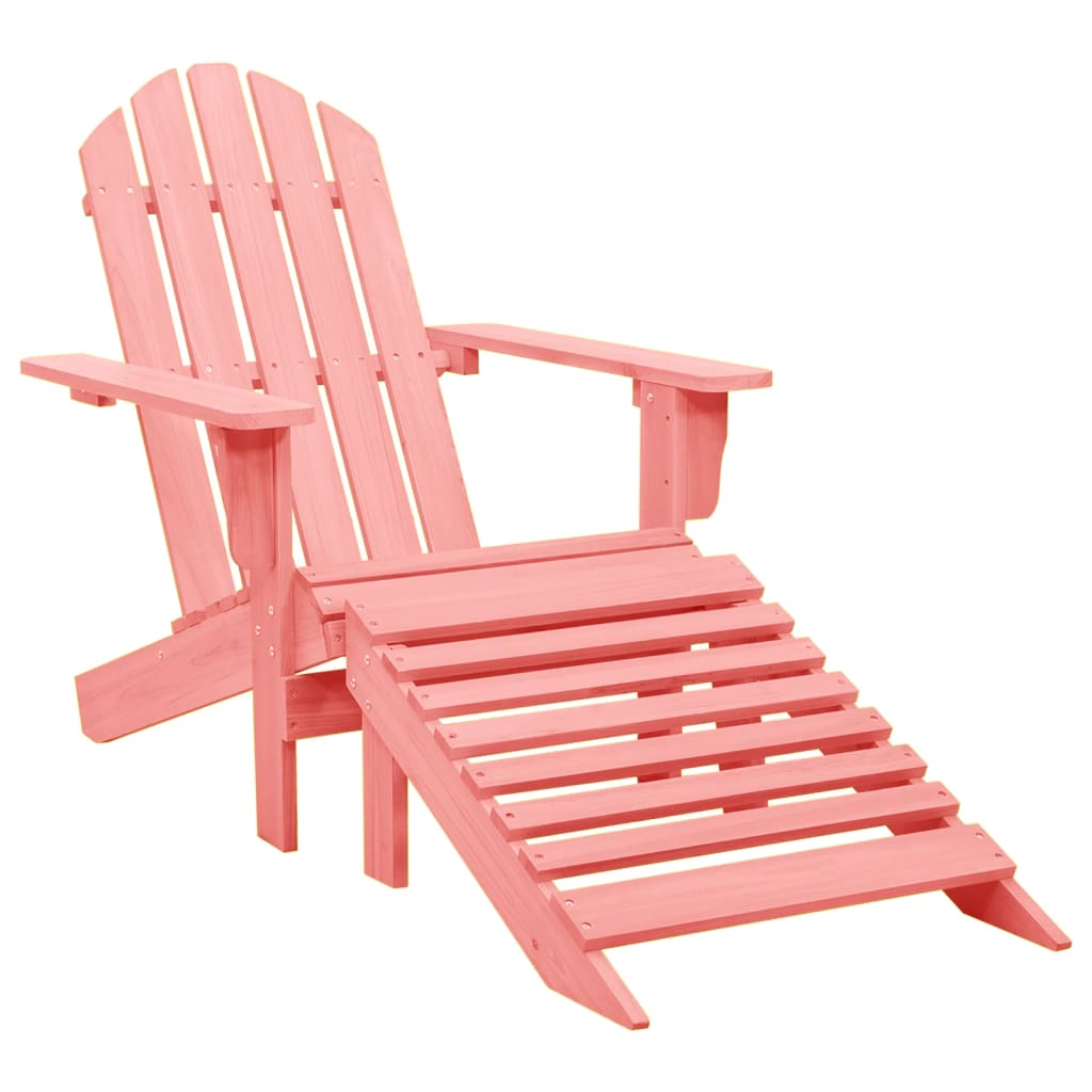 vidaXL Adirondack Chair Patio Adirondack Chair with Ottoman Solid Wood Fir-17