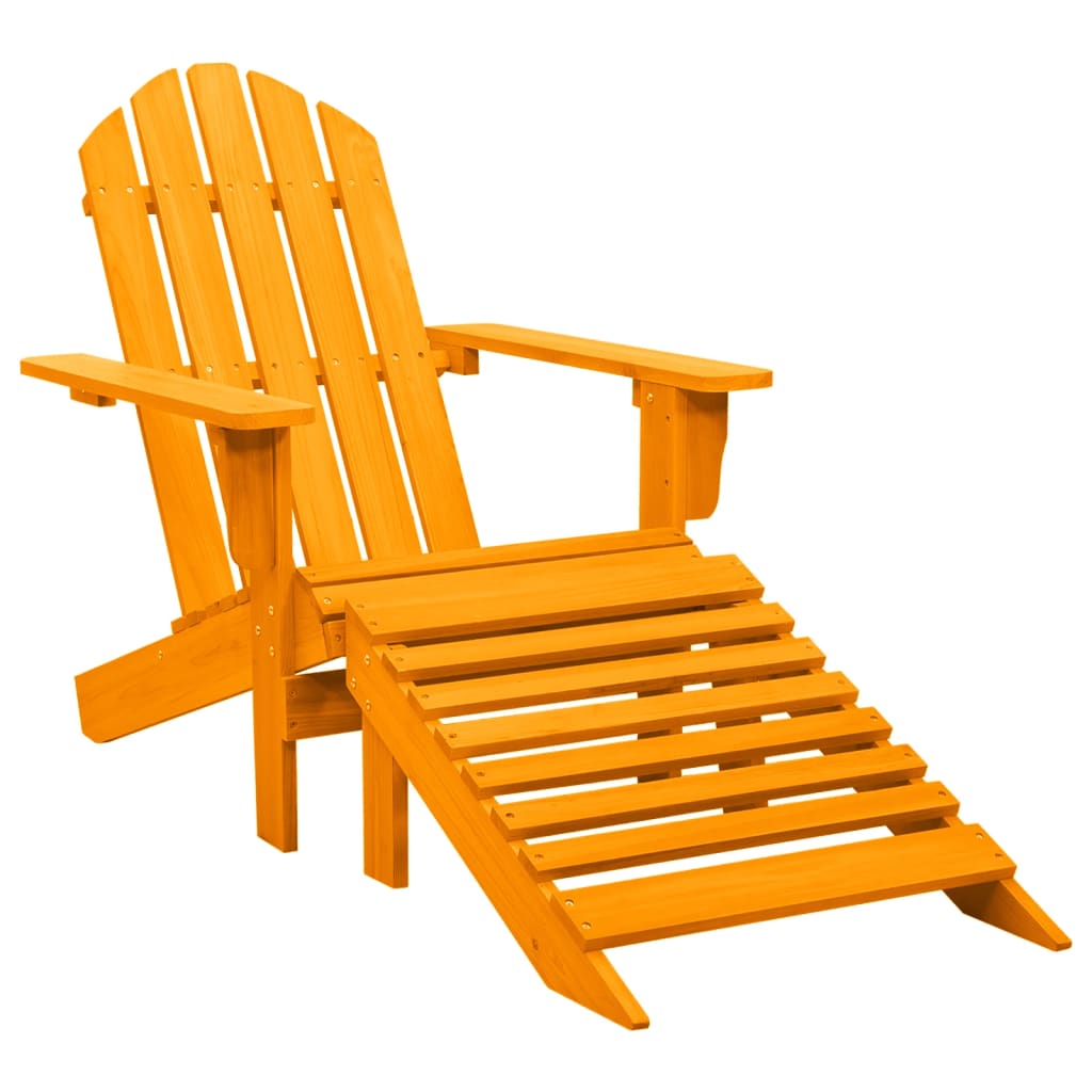 vidaXL Adirondack Chair Patio Adirondack Chair with Ottoman Solid Wood Fir-20
