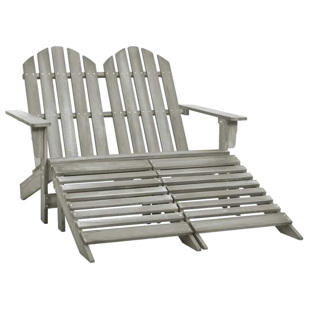 vidaXL 2-Seater Patio Adirondack Chair with Ottoman Furniture Solid Wood Fir-50