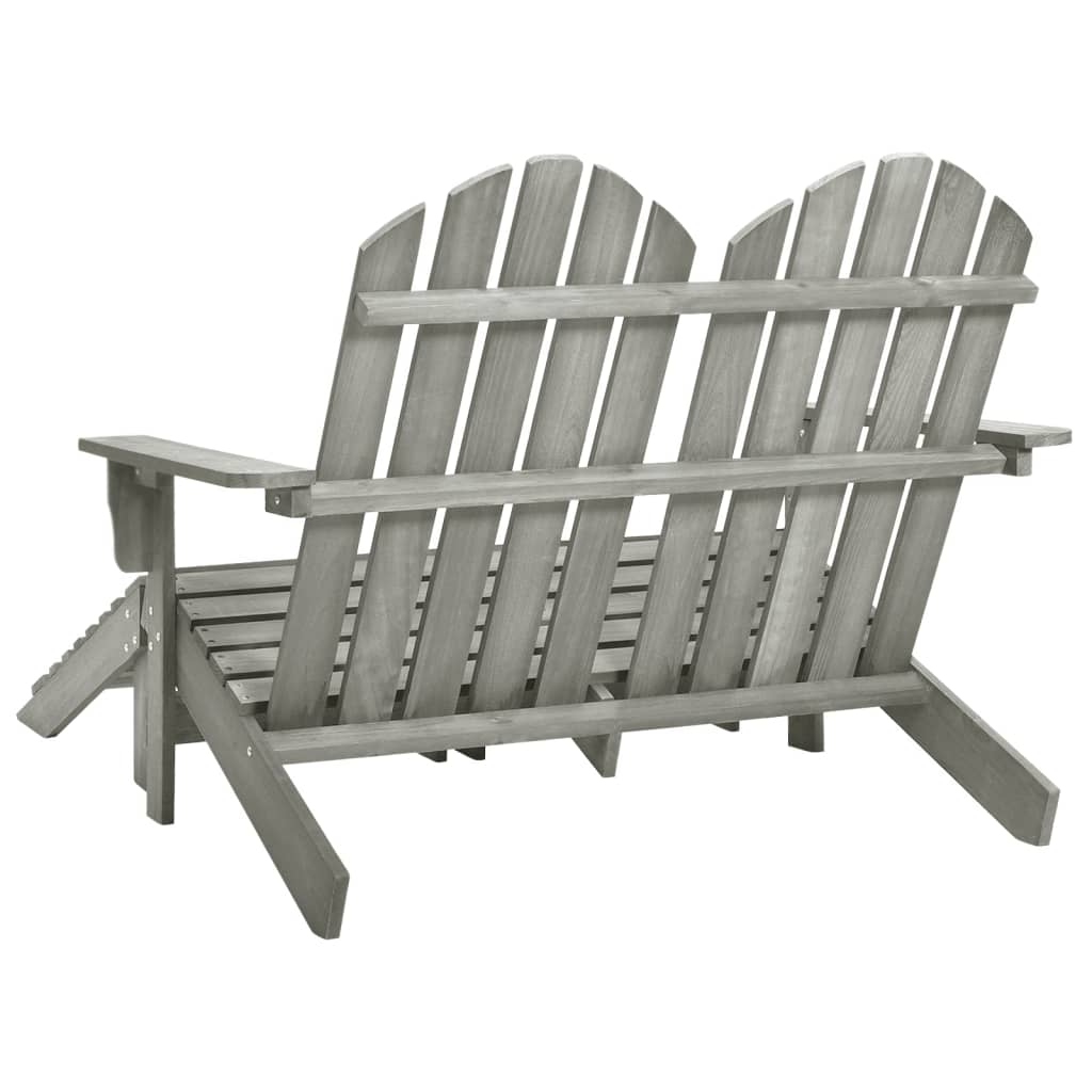 vidaXL 2-Seater Patio Adirondack Chair with Ottoman Furniture Solid Wood Fir-17