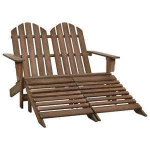 vidaXL 2-Seater Patio Adirondack Chair with Ottoman Furniture Solid Wood Fir-28