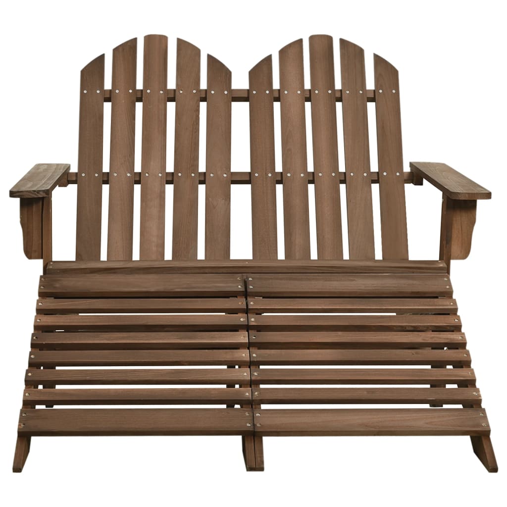 vidaXL 2-Seater Patio Adirondack Chair with Ottoman Furniture Solid Wood Fir-34