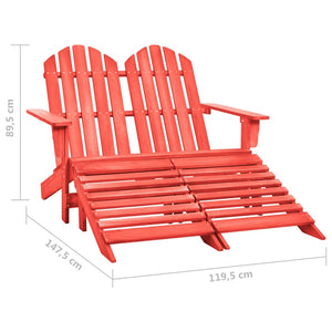 vidaXL 2-Seater Patio Adirondack Chair with Ottoman Furniture Solid Wood Fir-31