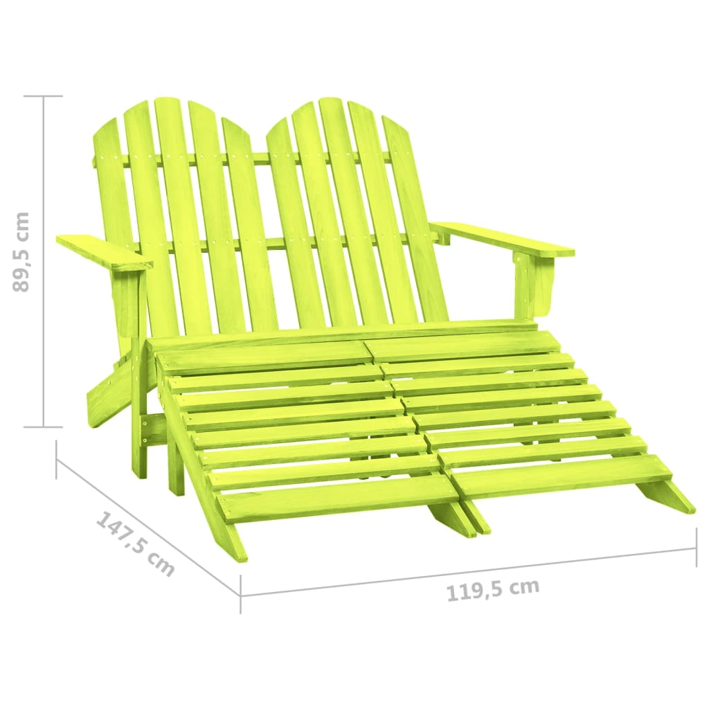 vidaXL 2-Seater Patio Adirondack Chair with Ottoman Furniture Solid Wood Fir-15