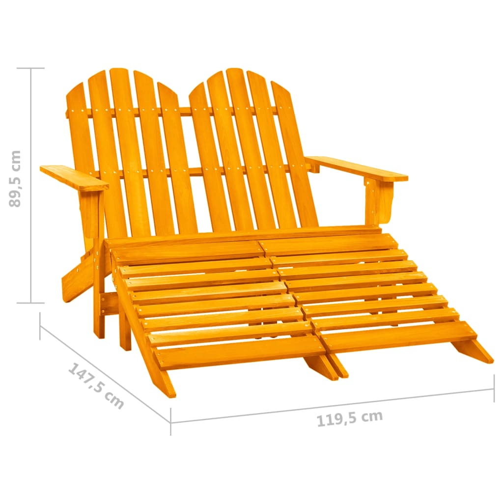 vidaXL 2-Seater Patio Adirondack Chair with Ottoman Furniture Solid Wood Fir-8