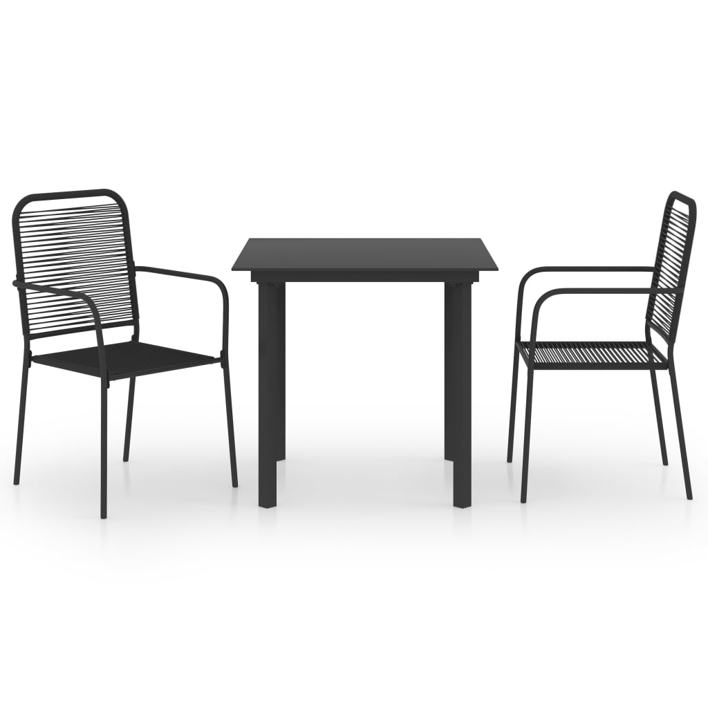 vidaXL Patio Dining Set Black Glass and Steel Seat 3/5/7/9 Piece Multi Sizes-5