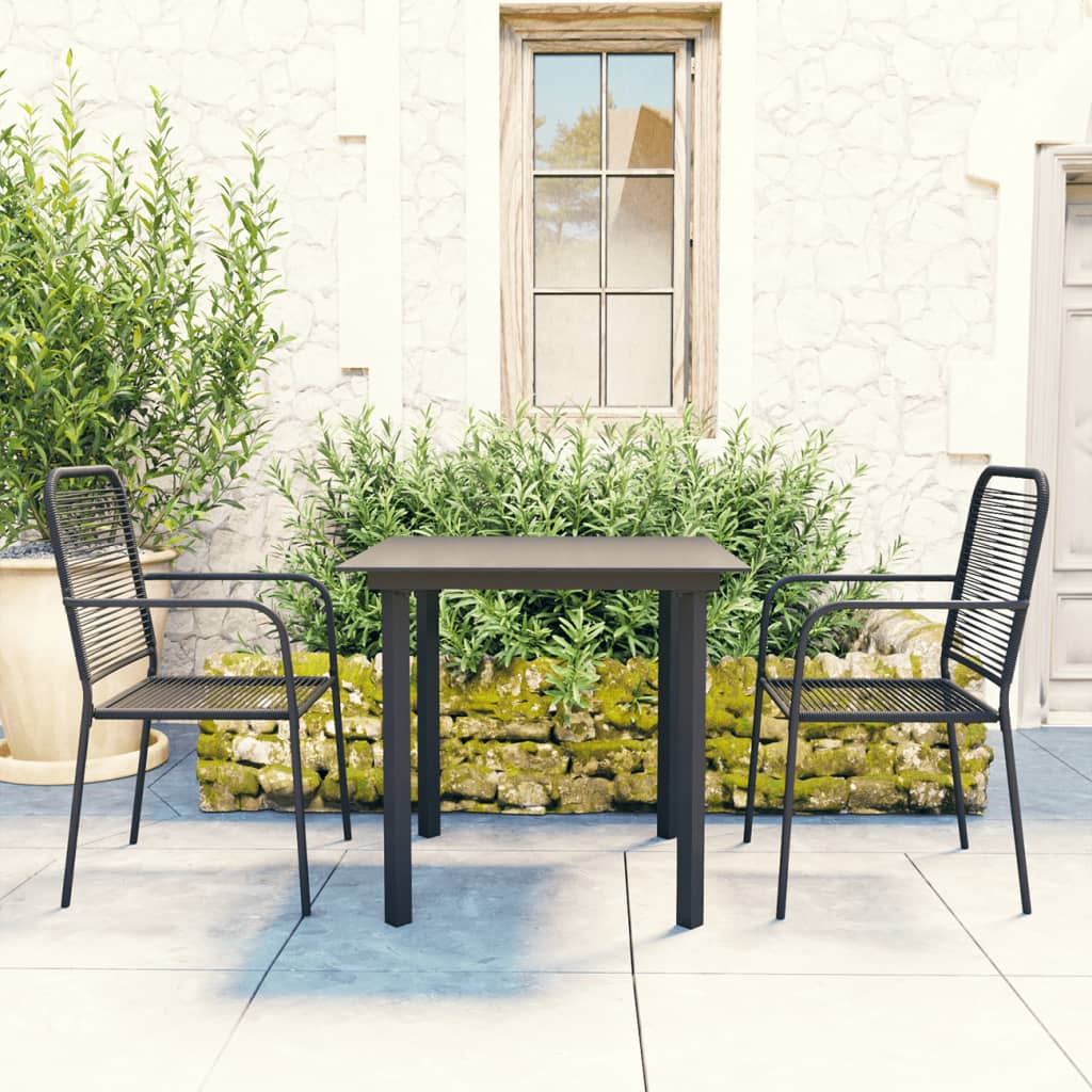 vidaXL Patio Dining Set Black Glass and Steel Seat 3/5/7/9 Piece Multi Sizes-0