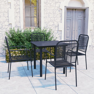 vidaXL Patio Dining Set Black Glass and Steel Seat 3/5/7/9 Piece Multi Sizes-15